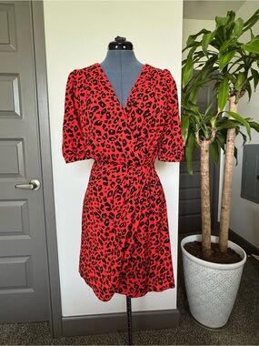 NWT The Kooples Red Leopard Print Wrap Dress